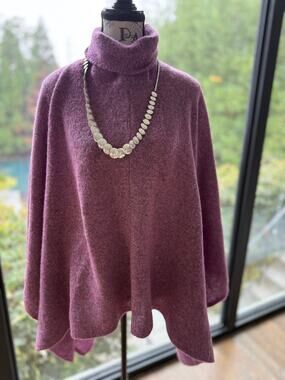Maevy Astro Poncho Purple Merino Wool OS NWT